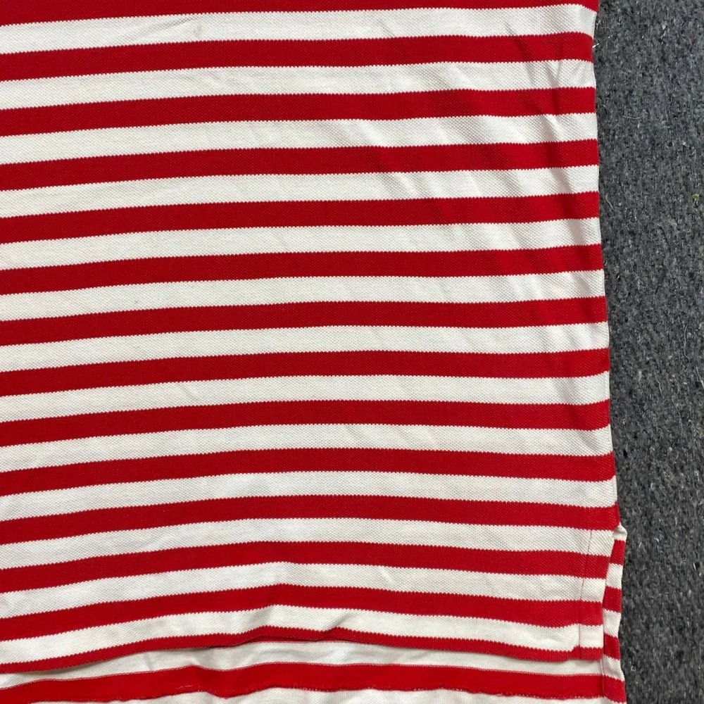 Ralph Lauren Polo Sz L Mens Red White Striped Preppy Pocket Pony TShirt 8253